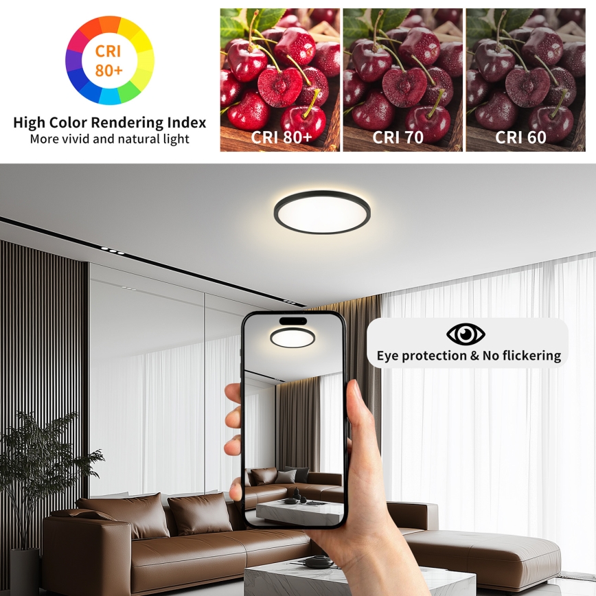 Brilagi - LED Laevalgusti vannituppa ULTRA SLIM LED/24W/230V d. 42 cm must IP54