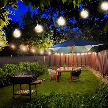 Brilagi - LED Väli dekoratiivne kett GARLAND 25xE12 20m must IP44 soe valge
