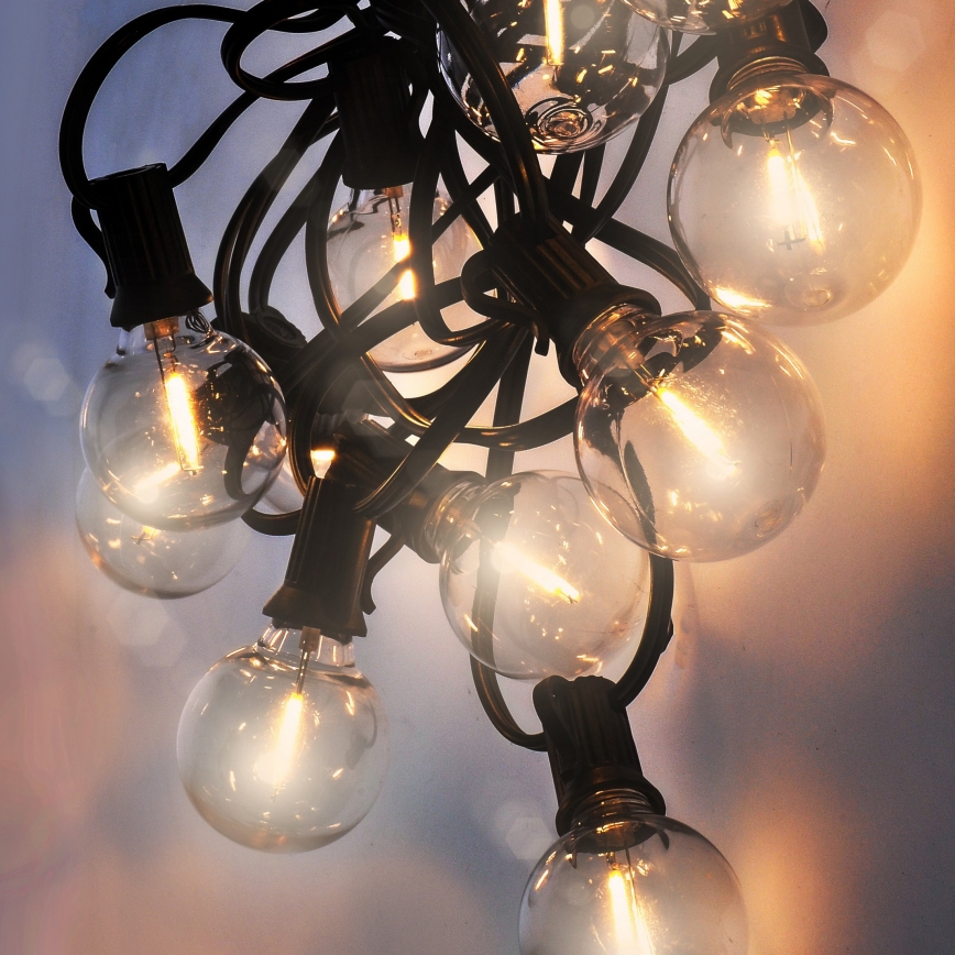 Brilagi - LED Väli dekoratiivne kett GARLAND 25xE12 20m must IP44 soe valge