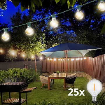 Brilagi - LED Väli dekoratiivne kett GARLAND 25xE12 20m roheline IP44 soe valge