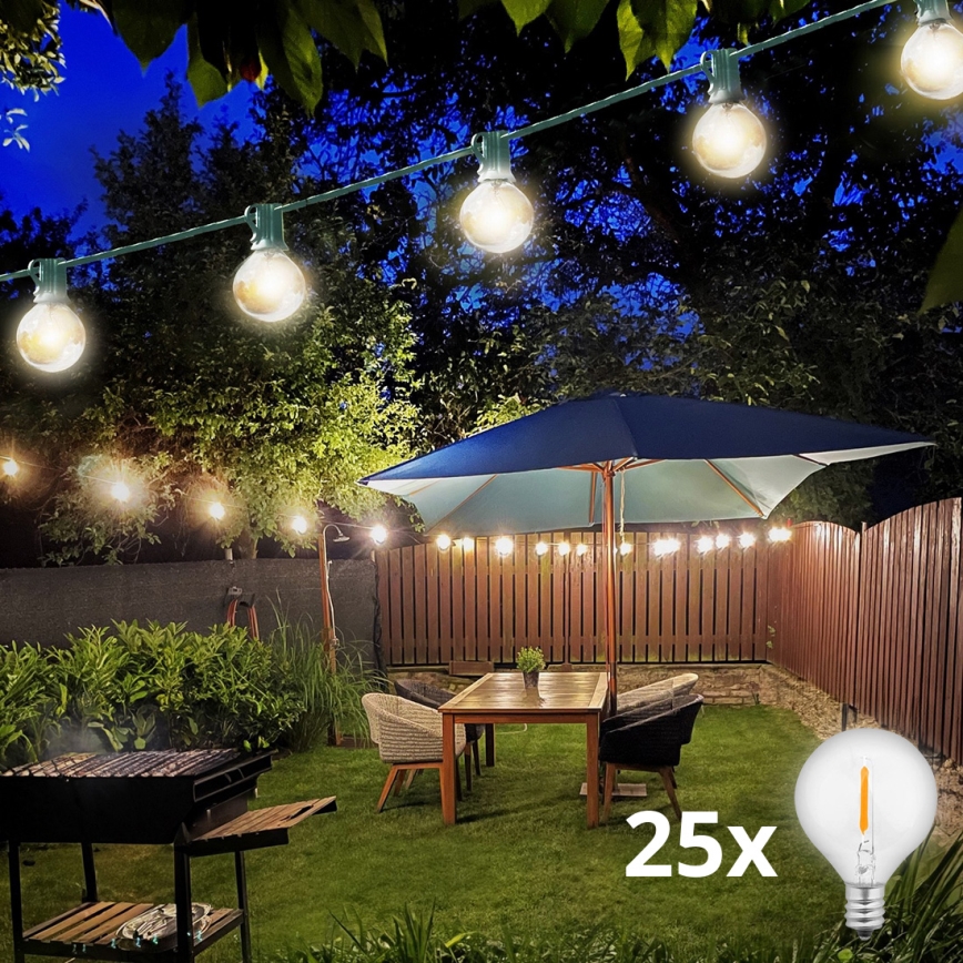 Brilagi - LED Väli dekoratiivne kett GARLAND 25xE12 20m roheline IP44 soe valge