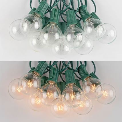 Brilagi - LED Väli dekoratiivne kett GARLAND 25xE12 20m roheline IP44 soe valge