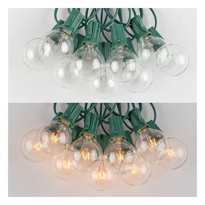 Brilagi - LED Väli dekoratiivne kett GARLAND 25xE12 20m roheline IP44 soe valge