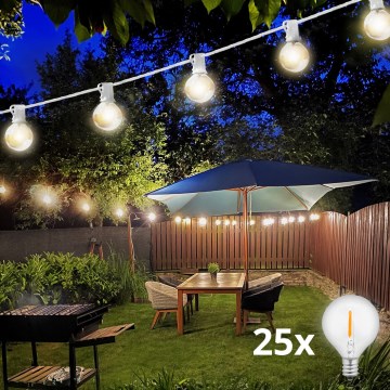 Brilagi - LED Väli dekoratiivne kett GARLAND 25xE12 20m valge IP44 soe valge