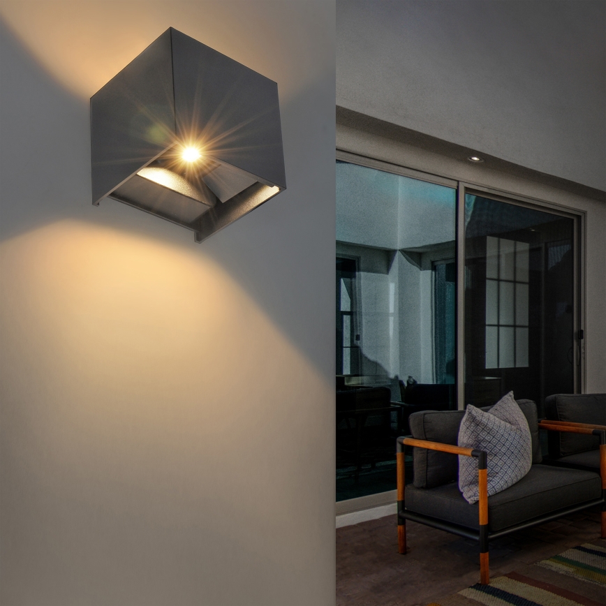 Brilagi - LED Väli seinavalgusti CUBE LED/6W/230V antratsiit IP54