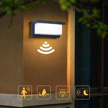 Brilagi - LED Väli seinavalgusti koos anduriga BRICKY LED/12W/230V antratsiit IP54