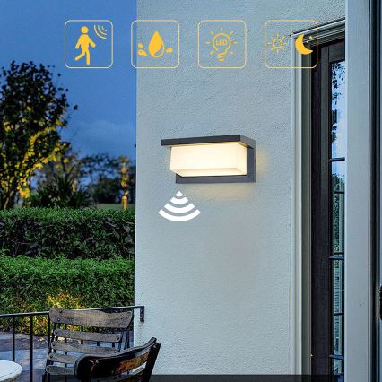 Brilagi - LED Väli seinavalgusti koos anduriga BRICKY LED/12W/230V antratsiit IP54