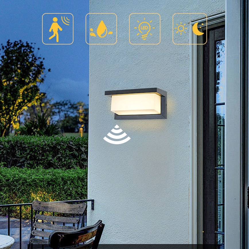 Brilagi - LED Väli seinavalgusti koos anduriga BRICKY LED/12W/230V antratsiit IP54