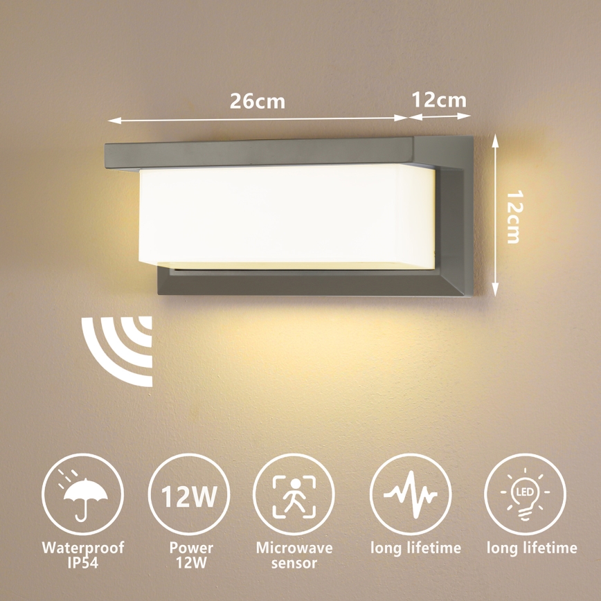 Brilagi - LED Väli seinavalgusti koos anduriga BRICKY LED/12W/230V hall IP54