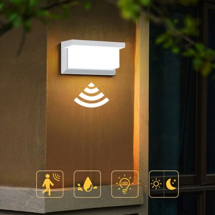 Brilagi - LED Väli seinavalgusti koos anduriga BRICKY LED/12W/230V valge IP54