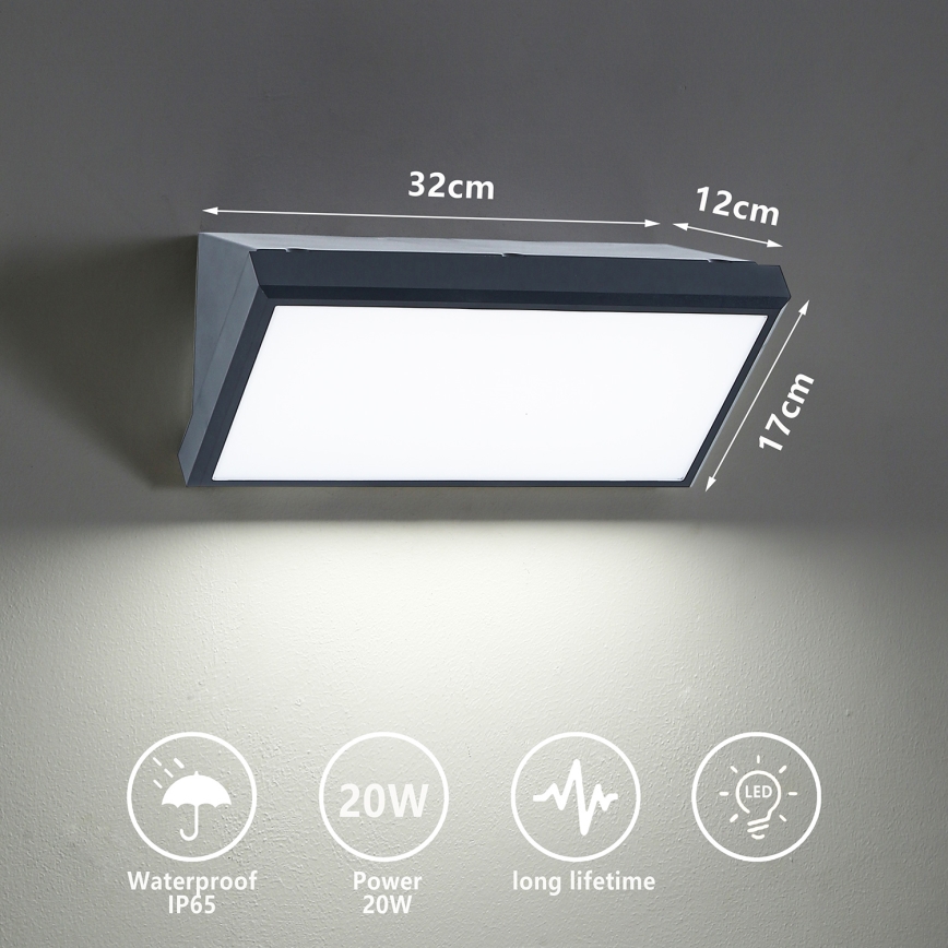 Brilagi - LED Väli seinavalgusti TRIANGLE LED/20W/230V antratsiit IP65