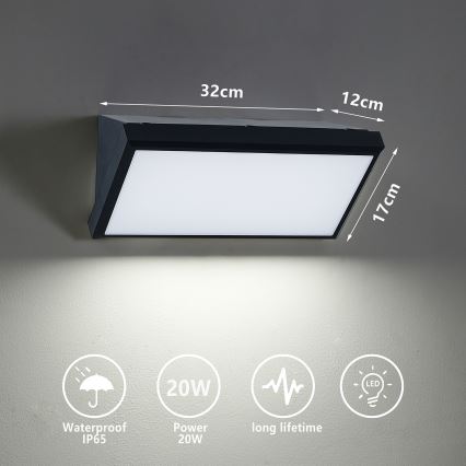 Brilagi - LED Väli seinavalgusti TRIANGLE LED/20W/230V must IP65