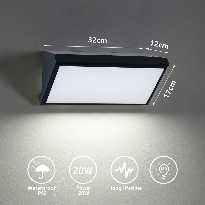 Brilagi - LED Väli seinavalgusti TRIANGLE LED/20W/230V must IP65