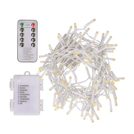Brilagi - LED Väli valguskett 120xLED/8 funktsiooni/3xAA 9,5m valge IP44 soe valge + kaugjuhtimispult