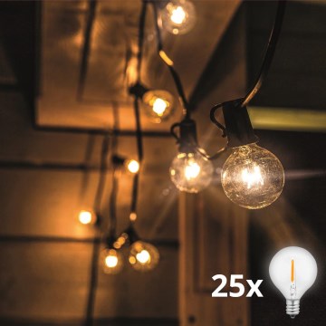 Brilagi - LED väline dekoratiivne valguskett GIRLANDA 25xE12/0,36W/24V 20m must IP44 soe valge