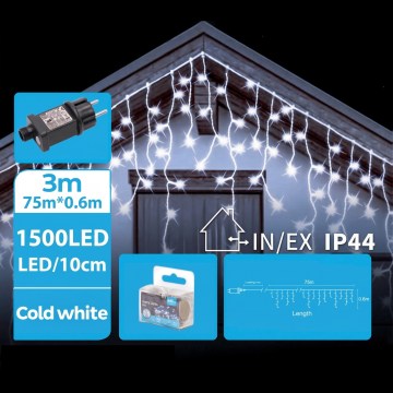 BRILAGI - LED väline jõulukett 1500xLED/12W/8 funktsiooni 78x0,6m IP44 külmvalge