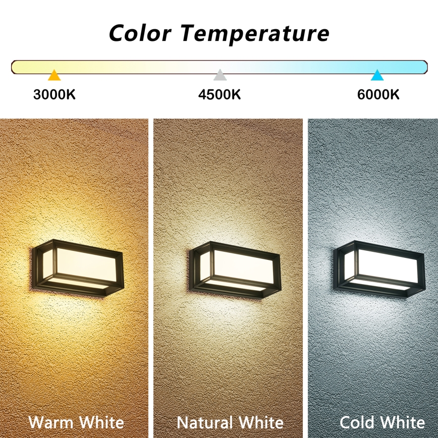 Brilagi - LED välisseinale mõeldud seinavalgusti PARKER LED/12W/230V 3000/4500/6000K must IP44