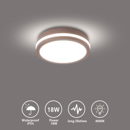 Brilagi - LED-välislaelamp BENE LED/18W/230V, läbimõõt 21,5 cm, pruun, IP54