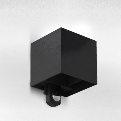 Brilagi - CUBE LED välistingimuste seinavalgusti anduriga, 6W/230V, must, IP65