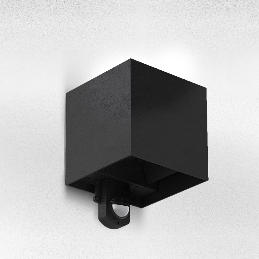 Brilagi - CUBE LED välistingimuste seinavalgusti anduriga, 6W/230V, must, IP65