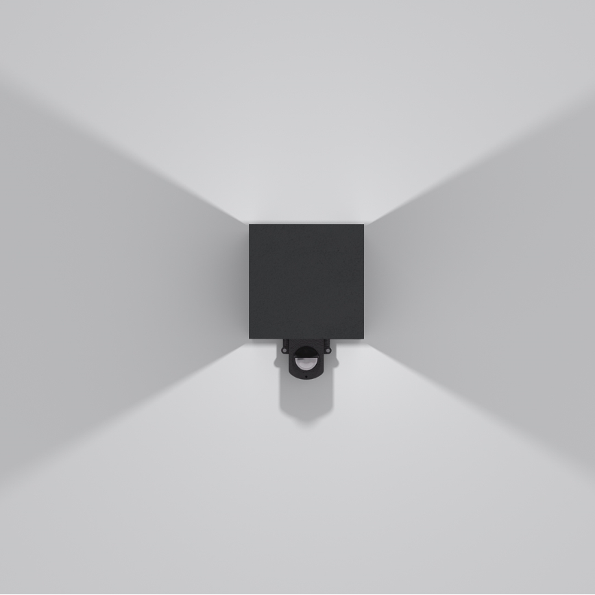 Brilagi - CUBE LED välistingimuste seinavalgusti anduriga, 6W/230V, must, IP65