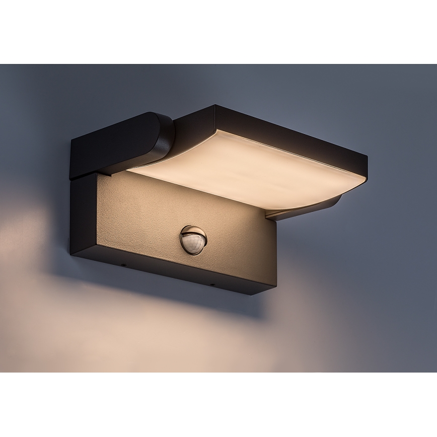 BRILAGI - LED välisseinale paigaldatav seinavalgusti liikumis- ja hämaruseanduriga ANKLE LED/12W/230V IP65 must