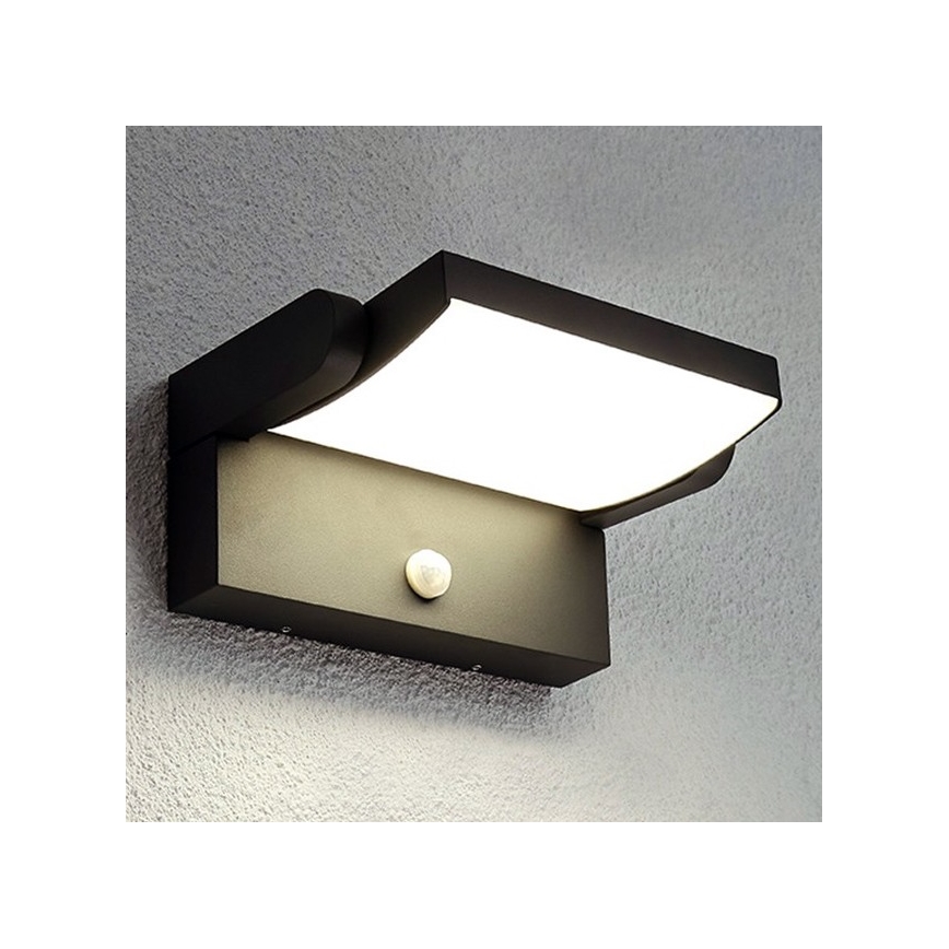 BRILAGI - LED välisseinale paigaldatav seinavalgusti liikumis- ja hämaruseanduriga ANKLE LED/12W/230V IP65 must