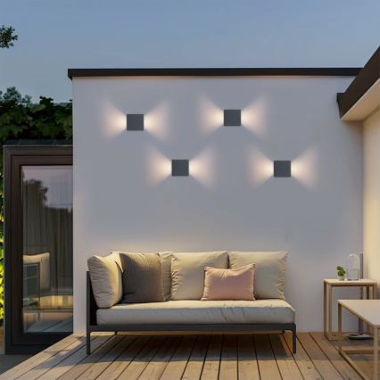 Brilagi - LED välisseinale paigaldatav seinavalgusti DOUBLERAY LED/6W/230V antratsiit IP54