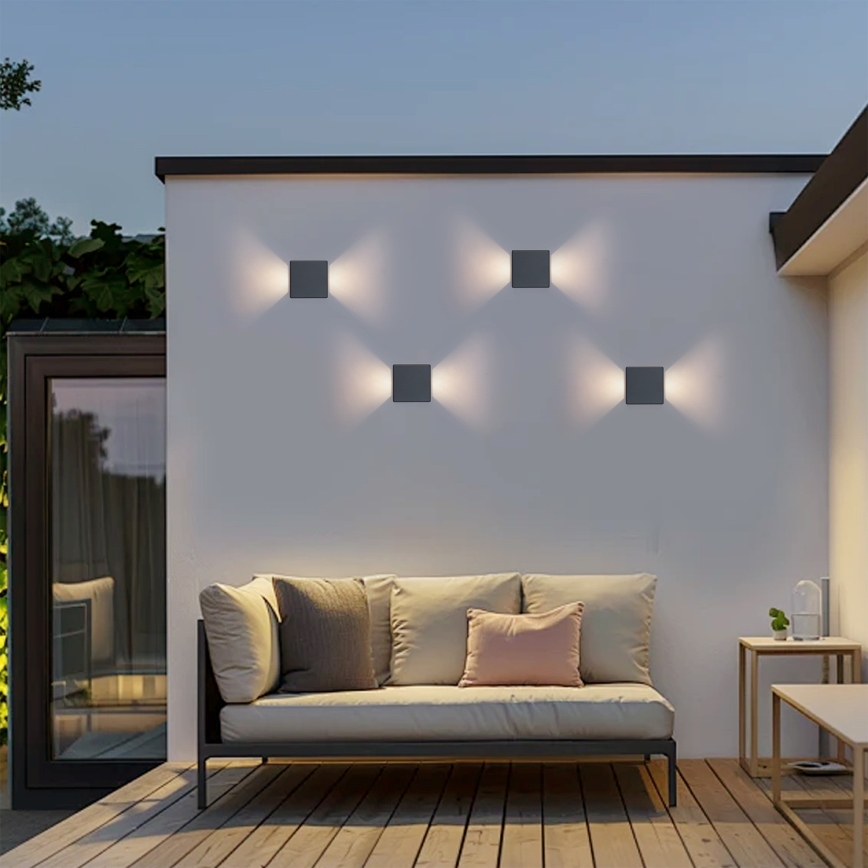 Brilagi - LED välisseinale paigaldatav seinavalgusti DOUBLERAY LED/6W/230V antratsiit IP54