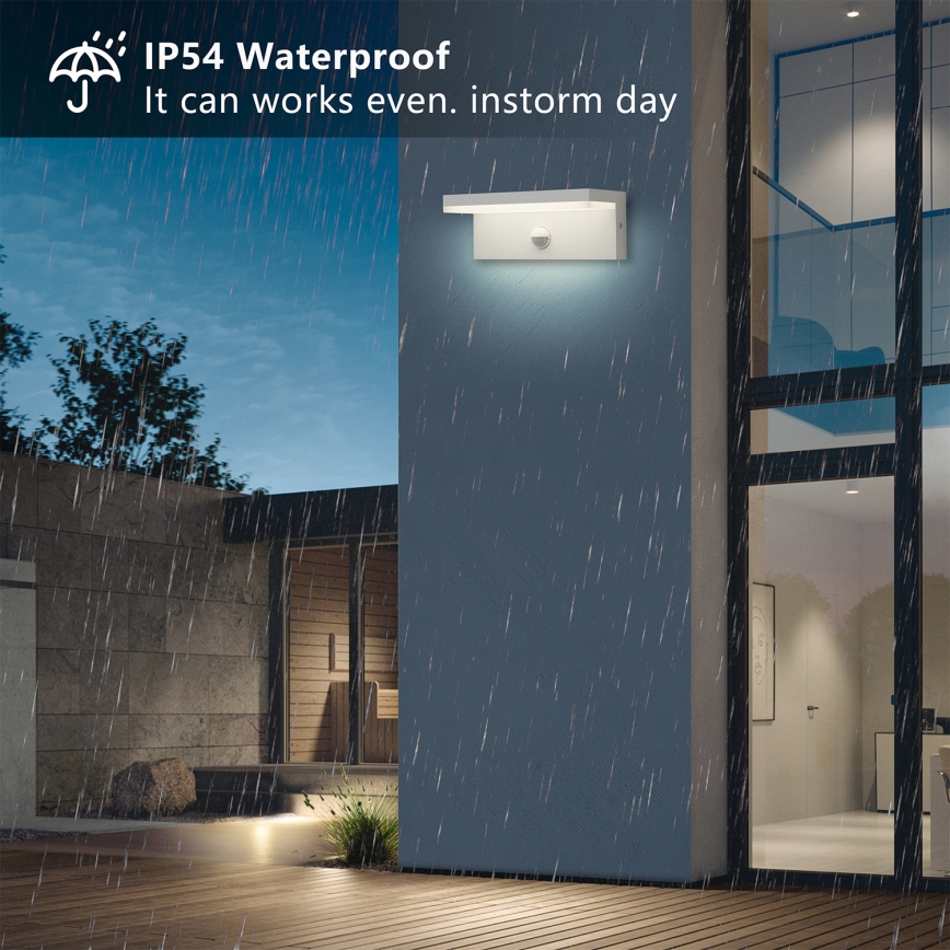 Brilagi - LED välisseinavalgusti anduriga TESSI LED/10W/230V valge IP54