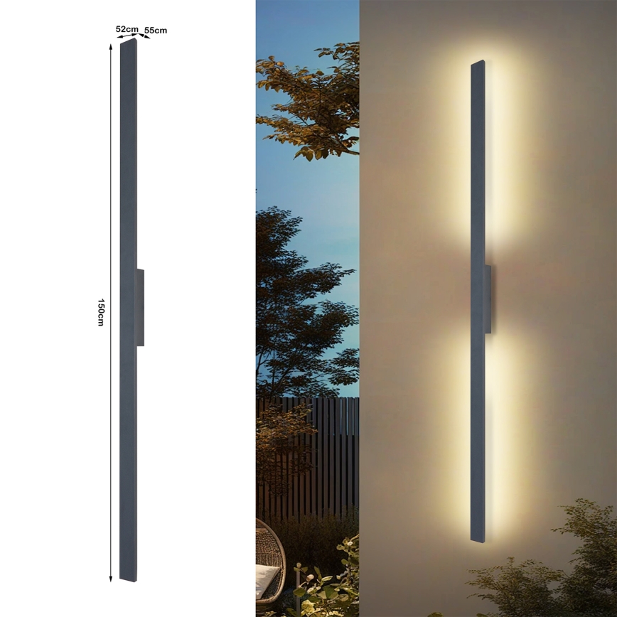 Brilagi - LED välisseinavalgusti LUNA LED/30W/230V 3000K IP65 150 cm antratsiit CRI 90
