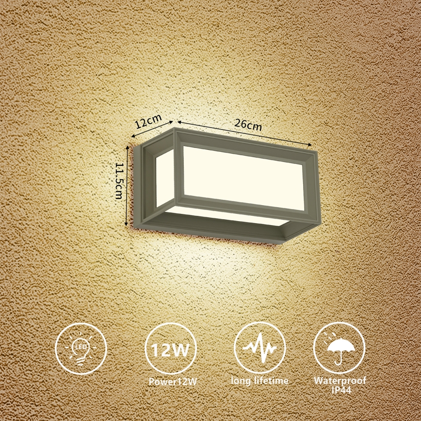 Brilagi - LED välisseinavalgusti PARKER LED/12W/230V 3000/4500/6000K hall IP44