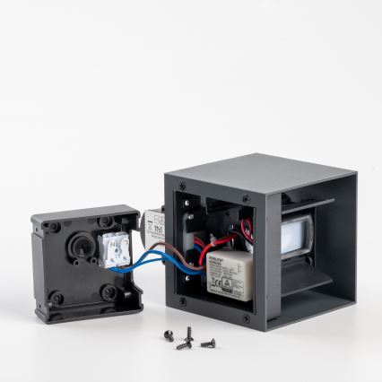 BRILAGI - LED välisseinavalgusti anduriga CUBE LED/6W/230V antratsiit IP65