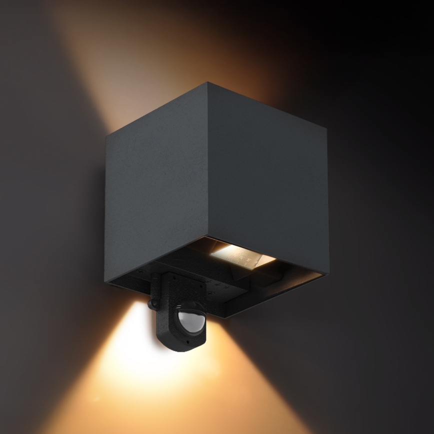 Brilagi - LED välisseinavalgusti anduriga CUBE LED/6W/230V antratsiit IP65