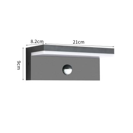 Brilagi - LED välisseinavalgusti anduriga TESSI LED/10W/230V antratsiit IP54