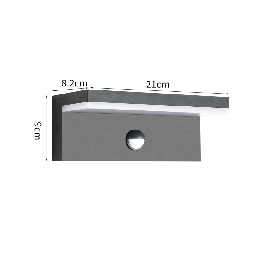Brilagi - LED välisseinavalgusti anduriga TESSI LED/10W/230V antratsiit IP54