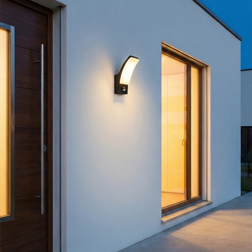 BRILAGI - LED välisvalgusti seinale liikumis- ja hämarusanduriga ARCELO LED/12W/230V IP65 must