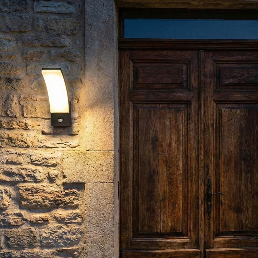 BRILAGI - LED välisvalgusti seinale liikumis- ja hämarusanduriga ARCELO LED/12W/230V IP65 must