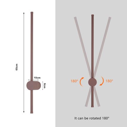 Brilagi - LED välisseinavalgusti AURA LED/12W/230V 3000K IP54 65 cm pruun CRI 90
