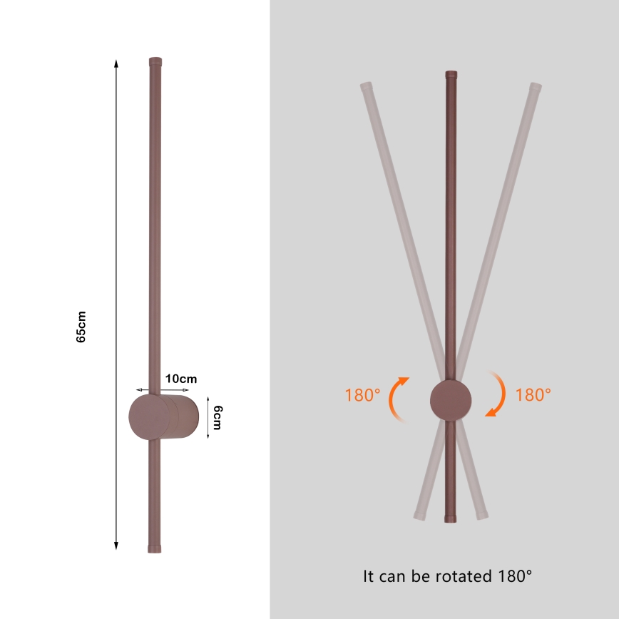 Brilagi - LED välisseinavalgusti AURA LED/12W/230V 3000K IP54 65 cm pruun CRI 90
