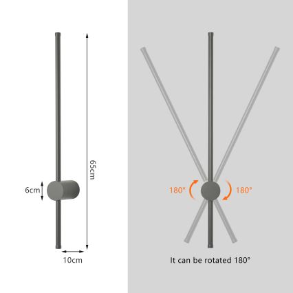 Brilagi - LED välisseinavalgusti AURA LED/12W/230V 3000K IP54 65 cm antratsiit CRI 90