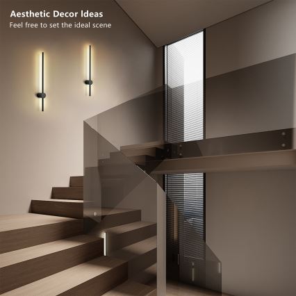 Brilagi - LED-välisseinale kinnitatav seinavalgusti AURA LED/12W/230V 3000K IP54 65 cm must CRI 90