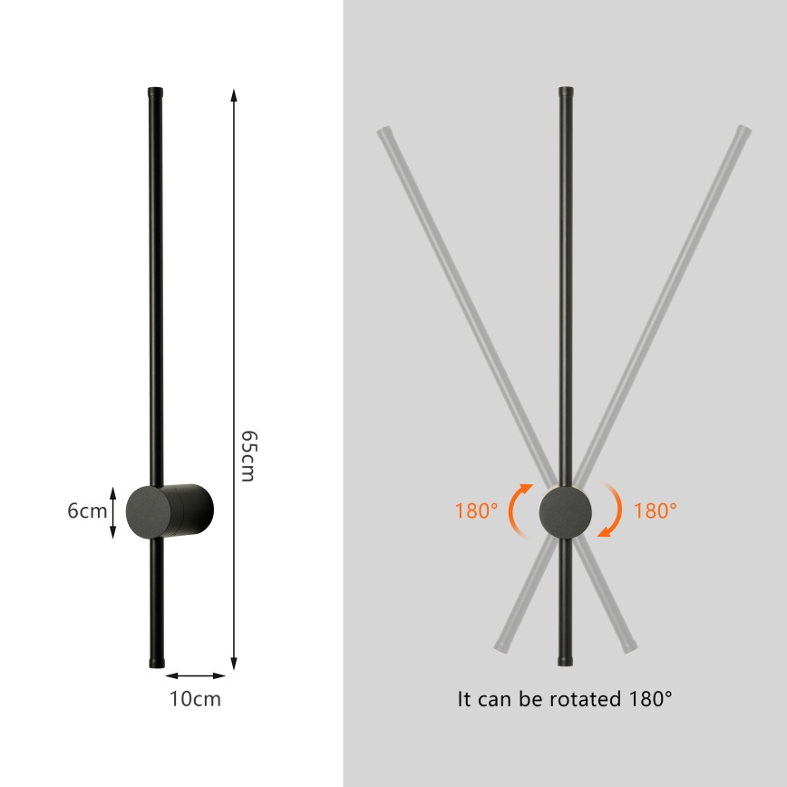 Brilagi - LED-välisseinale kinnitatav seinavalgusti AURA LED/12W/230V 3000K IP54 65 cm must CRI 90
