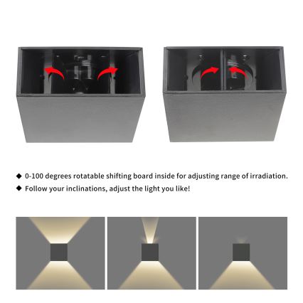 Brilagi - LED välisseinavalgusti DOUBLERAY LED/4W/230V antratsiit IP65