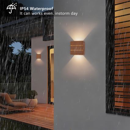 Brilagi -LED välisseinavalgusti DOUBLERAY LINE LED/6W/230V puiduefekt IP54