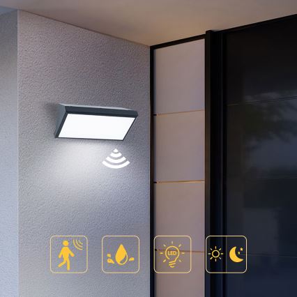 Brilagi - LED välisseinavalgusti anduriga TRIANGLE LED/20W/230V antratsiit IP65