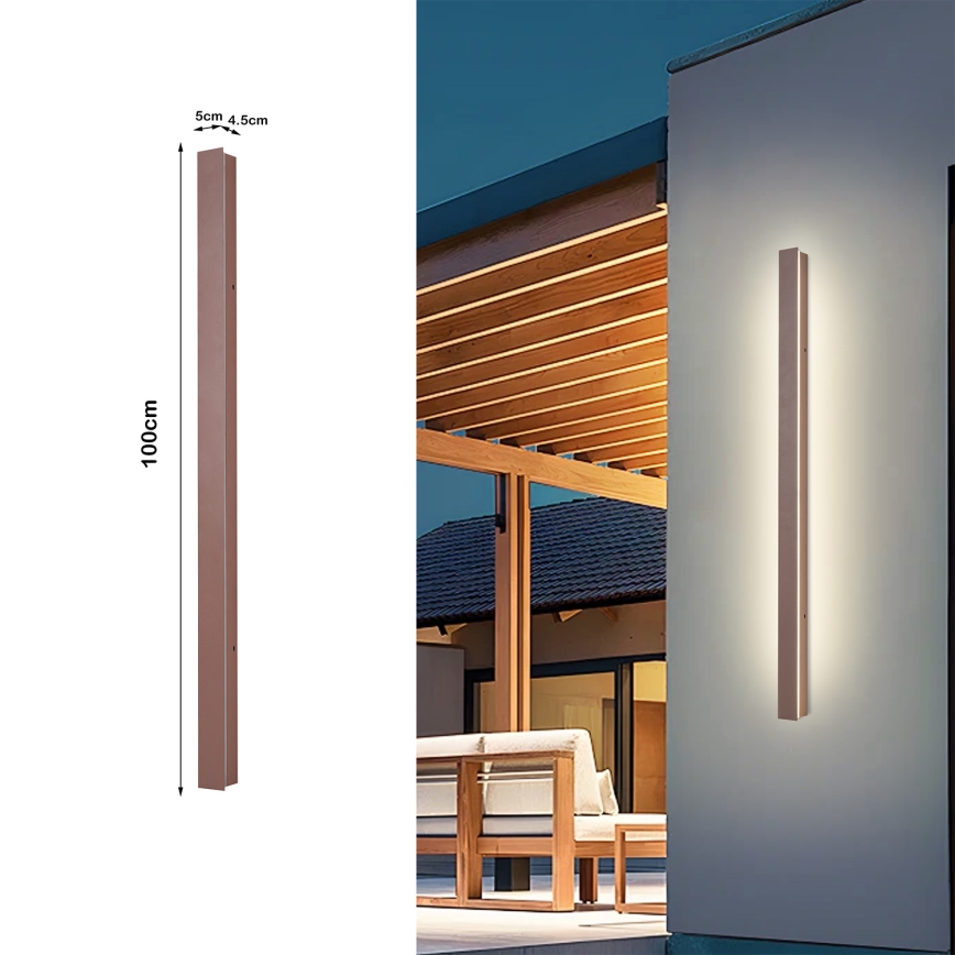 Brilagi - LINEAR LED välisseinavalgusti, 22W, 230V, 3000K, IP65, 100 cm, pruun, CRI 90