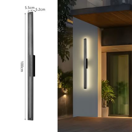 Brilagi - LED välisseinale paigaldatav seinavalgusti LINEO LED/24W/230V 3000K IP65 100 cm must