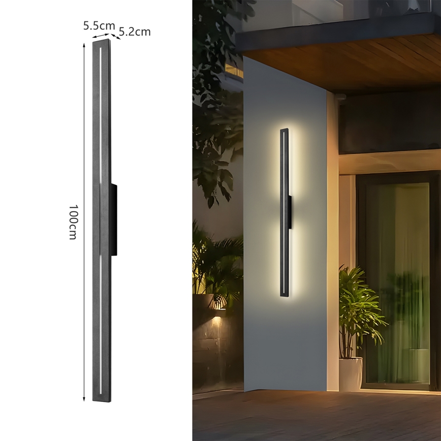 Brilagi - LED välisseinale paigaldatav seinavalgusti LINEO LED/24W/230V 3000K IP65 100 cm must