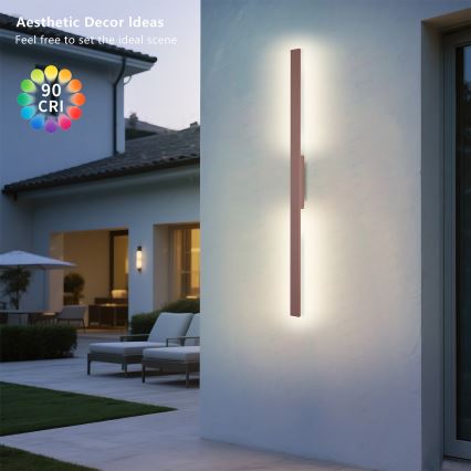 Brilagi - LED välisseinavalgusti LUNA LED/24W/230V 3000K IP65 100 cm pruun CRI 90